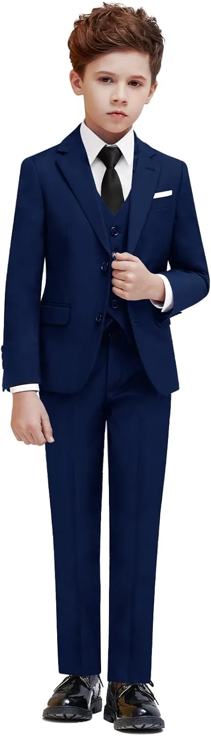 Boys Suit Set with Suspenders, Suit with 3 Versions-Regular, Slim and Husky