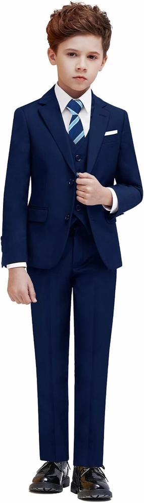 Boys Suit Set with Suspenders, Suit with 3 Versions-Regular, Slim and Husky