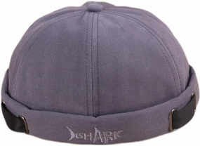 Brimless Docker Leon Hat Rolled Cuff Harbour Shark Embroidery Skull Docker Beanie Cap for Men & Women