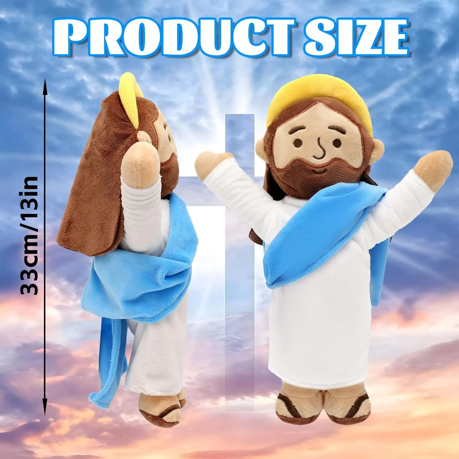 Brown Jesus Plush Doll Jesus Stuffed Animal for Kids Christian Stuffed Doll for Christening Easter Religious Party Favors Gifts