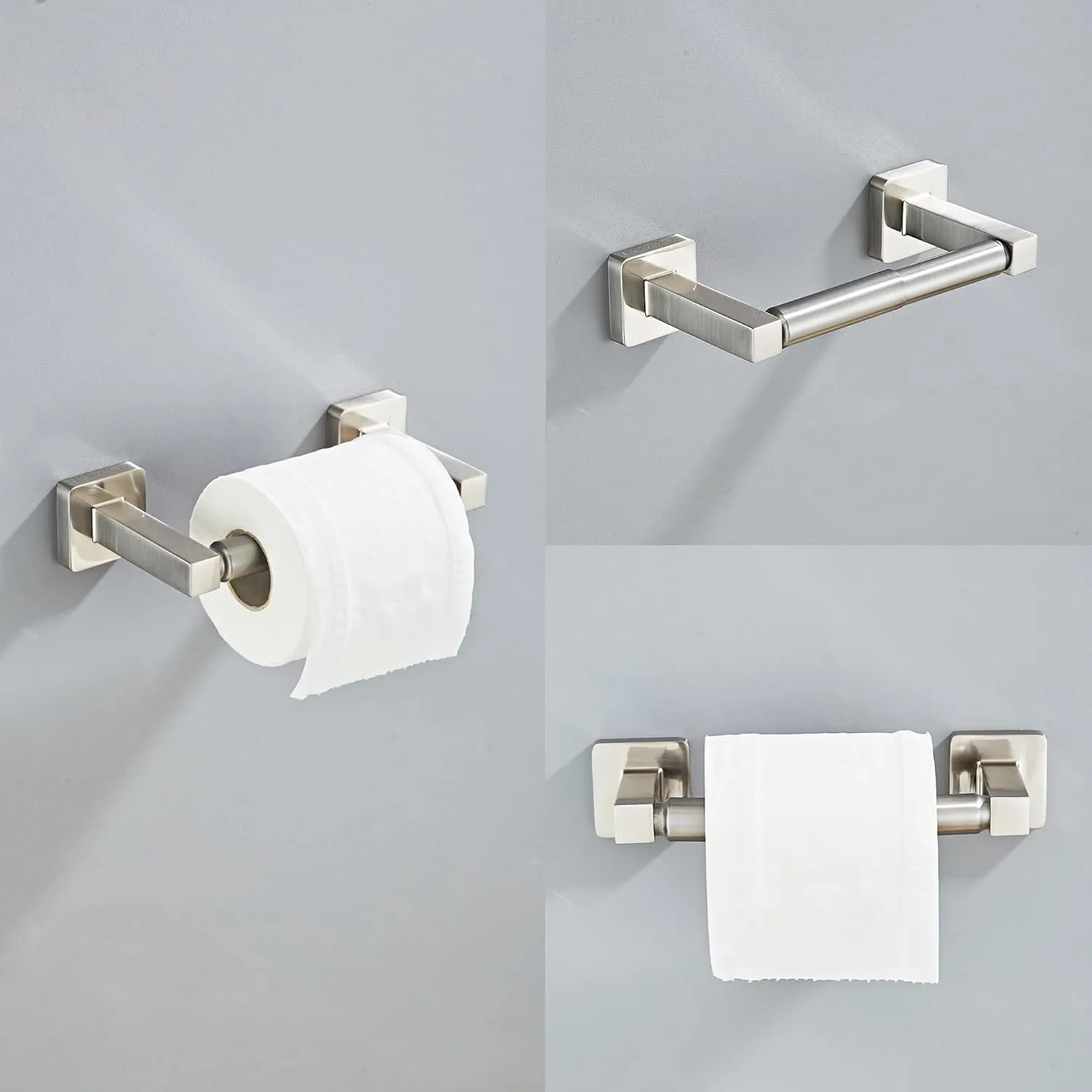 Brushed Nickel Bathroom Hardware Set 4 Pieces,Bathroom Accessories Set Stainless Steel Wall Mounted, Hand Towel Bar, Towel Ring, Robe Towel Hooks,Toilet Paper Holder,Towel Bar Set, 23.6 Inch…