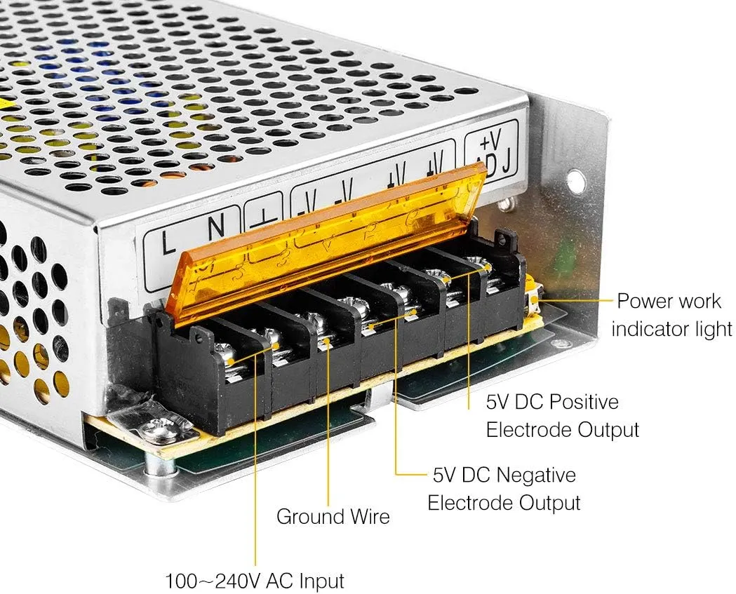 BTF-LIGHTING AC100-240V to DC5V60A Max300W Switching Power Supply Device Transformer Adapter Converter for LED Strip/String/LED Matrix,CCTV Camera,Security System,Radio,Cats