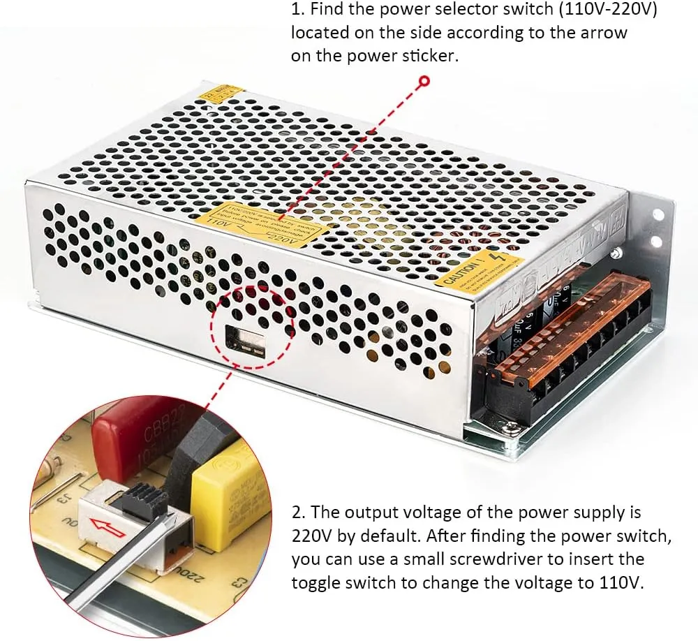 BTF-LIGHTING AC100-240V to DC5V60A Max300W Switching Power Supply Device Transformer Adapter Converter for LED Strip/String/LED Matrix,CCTV Camera,Security System,Radio,Cats