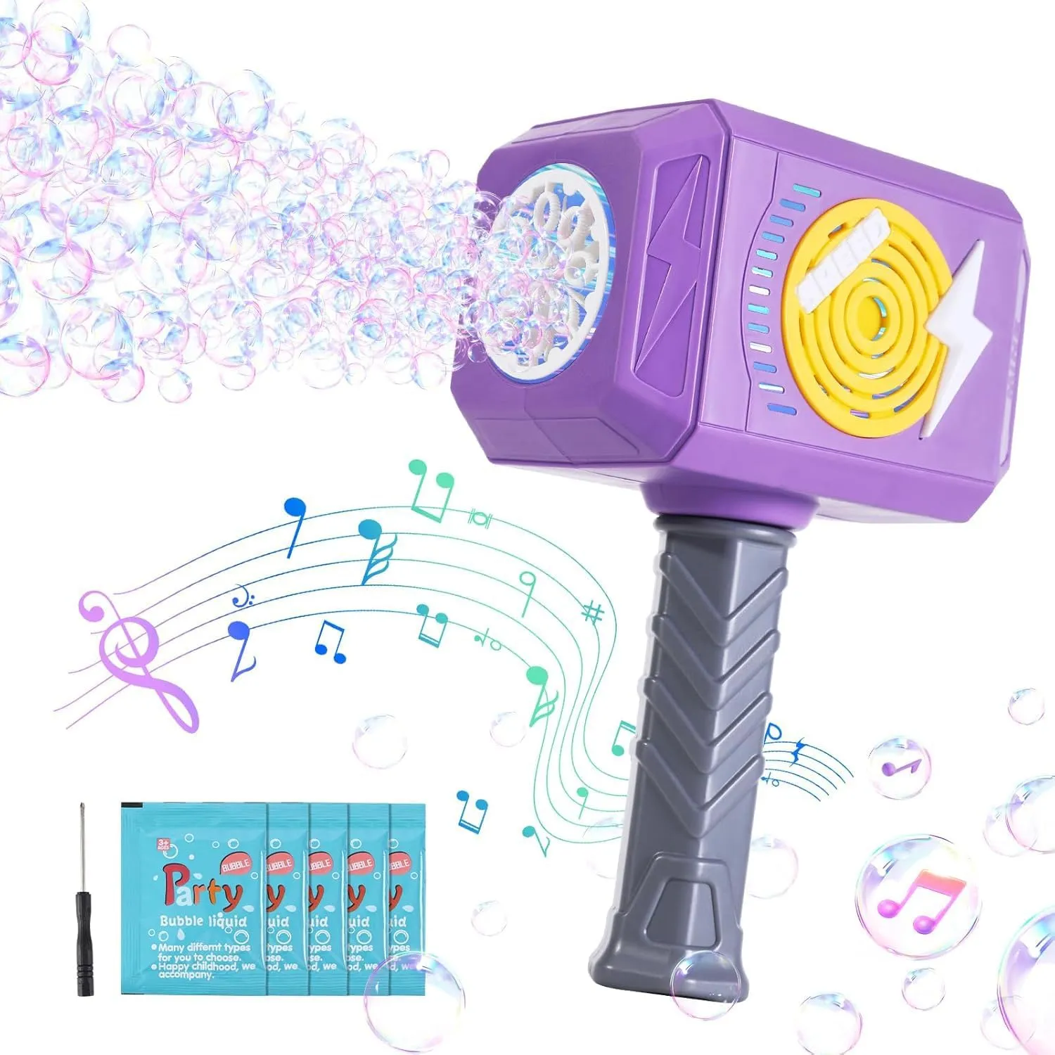 Bubble Machine Wand for Kids Toddlers Age 1 2 3 4 5 6 Years Old Birthday Gift Unique Cool Baby Outdoor Automatic Bubble Maker with Musical & Light Fubble Outside Toy Bubble Blower Game Little Girl Boy