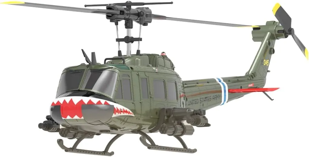 C032 UH-1 Huey Flybarless RC Era Helicopters for Adults Beginners, 1/48 Scale 6CH 2.4G 6-Axis Gyroscope Stabilization, with Altitude Hold & 3D Inverted Flight for Adults Enthusiasts