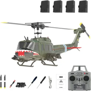 C032 UH-1 Huey Flybarless RC Era Helicopters for Adults Beginners, 1/48 Scale 6CH 2.4G 6-Axis Gyroscope Stabilization, with Altitude Hold & 3D Inverted Flight for Adults Enthusiasts