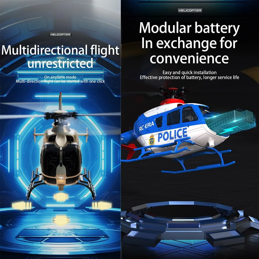 C123 EC135 RC Helicopter with 3D/6G Mode for Adults, 2.4G 6CH Single-Rotor RC Helicopter with 6-Axis Gyro & Altitude Hold - RTF