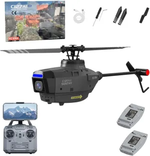 C127AI RC Helicopter with 1080P Camera, 2.4G 5G FPV AI Tracking Single-Rotor Brushless Scout Drone with 6-axis gyro & Altitude Hold - RTF
