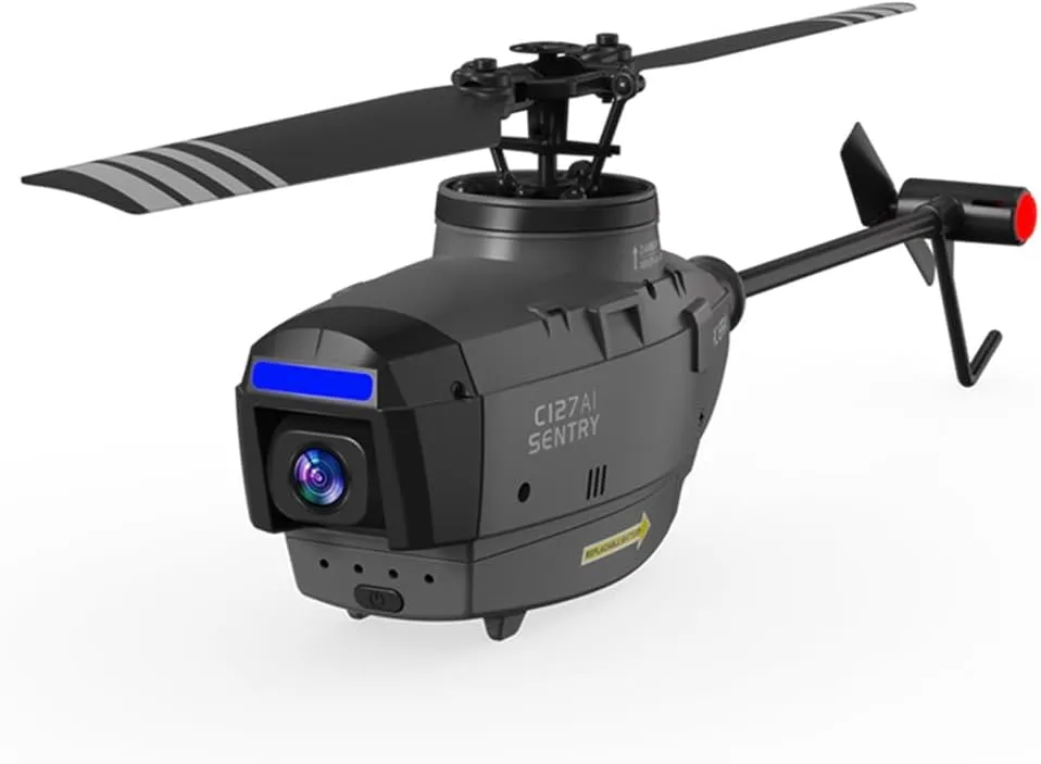 C127AI RC Helicopter with 1080P Camera, 2.4G 5G FPV AI Tracking Single-Rotor Brushless Scout Drone with 6-axis gyro & Altitude Hold - RTF
