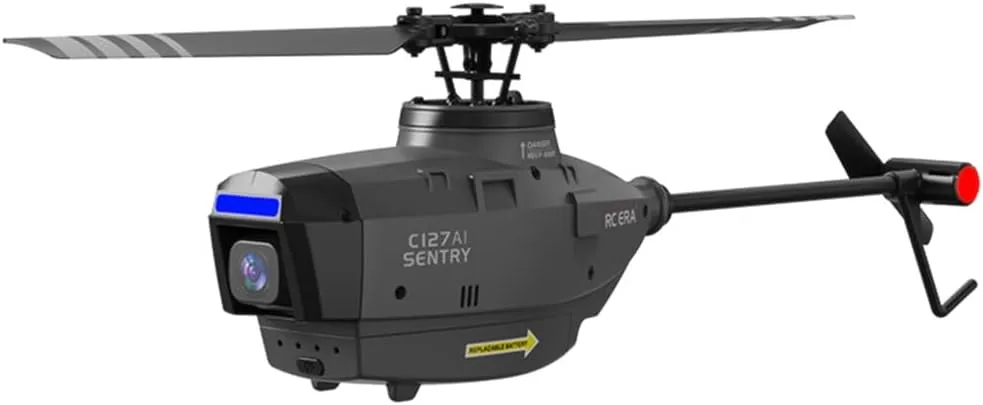 C127AI RC Helicopter with 1080P Camera, 2.4G 5G FPV AI Tracking Single-Rotor Brushless Scout Drone with 6-axis gyro & Altitude Hold - RTF
