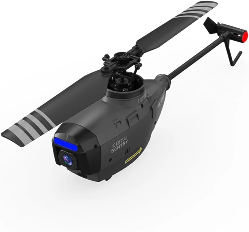 C127AI RC Helicopter with 1080P Camera, 2.4G 5G FPV AI Tracking Single-Rotor Brushless Scout Drone with 6-axis gyro & Altitude Hold - RTF