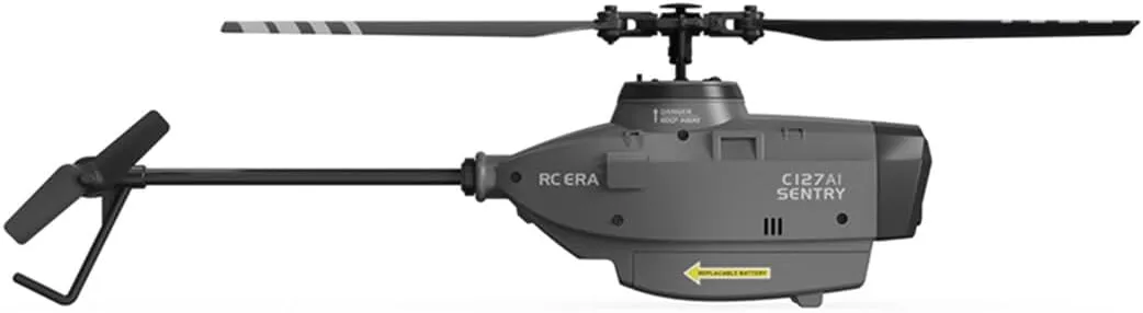 C127AI RC Helicopter with 1080P Wide-Angle Camera, 2.4G Remote Control, 4-CH Helicopter with Single-Rotor Brushless Motor (RTF Version/Black)