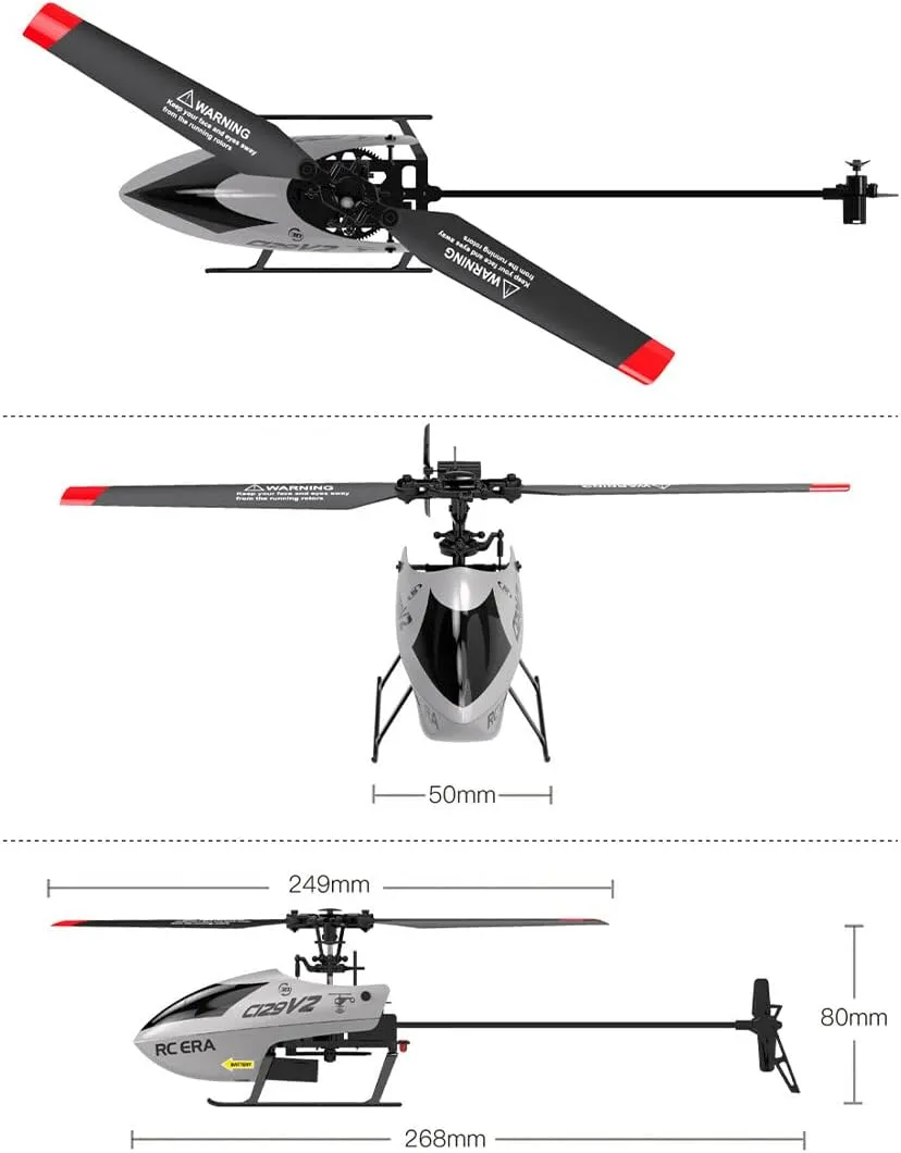 C129 V2 Rc Era Helicopter, 4CH Flybarless Micro Remote Control Helicopter with 6-Axis Gyro, 2.4GHz RC Aircraft with 3D Flips, Altitude Hold, One Key Take Off/Landing - 3 Battery