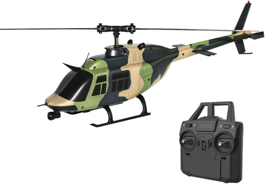 C138 RC 1/33 Helicopter Model, Bell 206 6CH Single-Propeller Flybarless Helicopter, RTF Version, No Aileron - Tri-Battery Version
