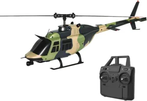 C138 RC 1/33 Helicopter Model, Bell 206 6CH Single-Propeller Flybarless Helicopter, RTF Version, No Aileron - Tri-Battery Version
