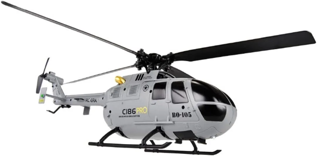 C186 BO105 Military RC Helicopter for Adults, 2.4G 4CH Stunt RC Helicopter with 6-Axis Gyro & Altitude Hold - RTF