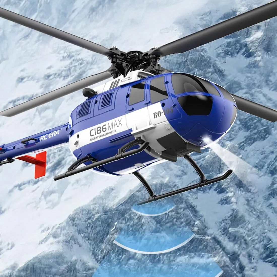 C186MAX Flybarless RC Helicopter for Adults, 2.4G 4CH Gunship RC Helicopter with 6-Axis Gyro & Altitude Hold - RTF