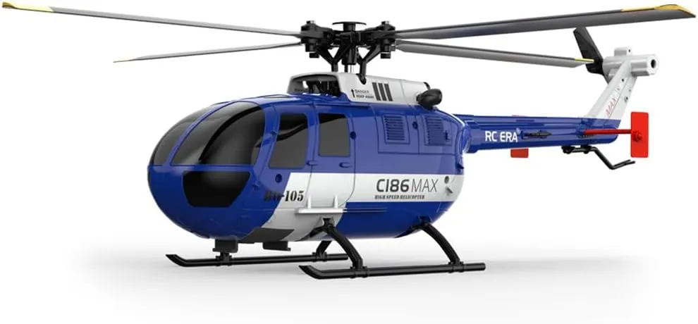 C186MAX Flybarless RC Helicopter for Adults, 2.4G 4CH Gunship RC Helicopter with 6-Axis Gyro & Altitude Hold - RTF
