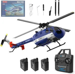 C186MAX RC Helicopter for Adults, 2.4G 4CH Single Propeller Aileron Free 6-axis Gyro Remote Control Aircraft, Optical Flow Positioning (RTF Version/3 Battery)