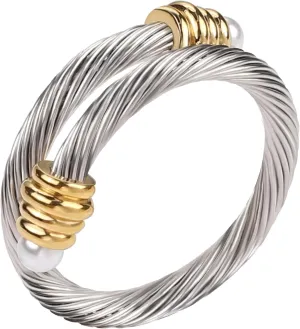 Cable Rings Vintage Twisted Open Ring for Women Adjustable Designer Fashion Brand Stainless Steel Jewelry with Gift Box