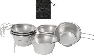 Camping Cookware Multipurpose Stainless Steel Cup with Hook Handle 50ml Capacity for Hiking Backpacking Adventure