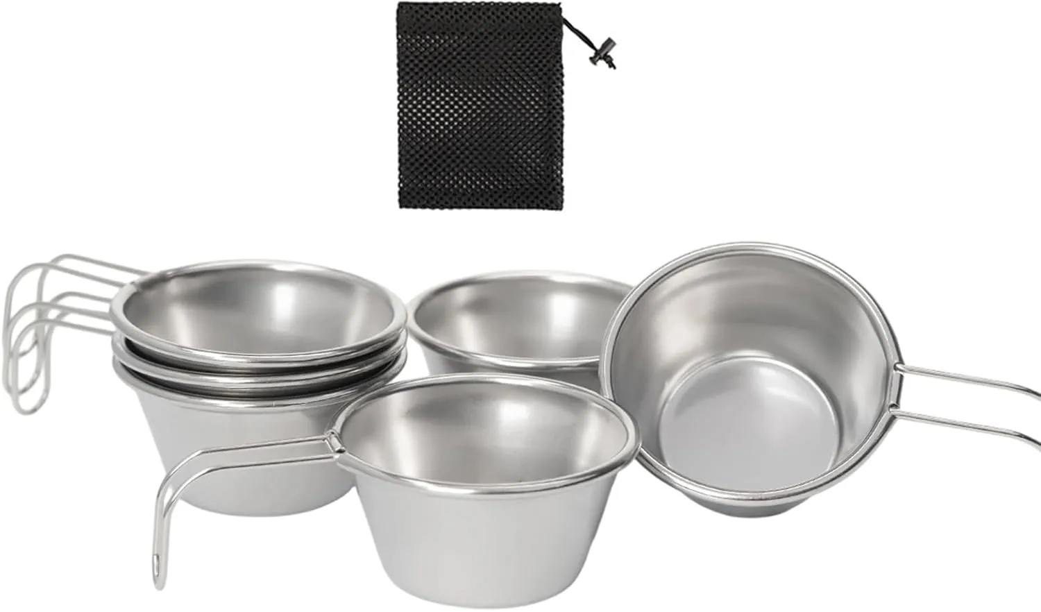 Camping Cookware Multipurpose Stainless Steel Cup with Hook Handle 50ml Capacity for Hiking Backpacking Adventure