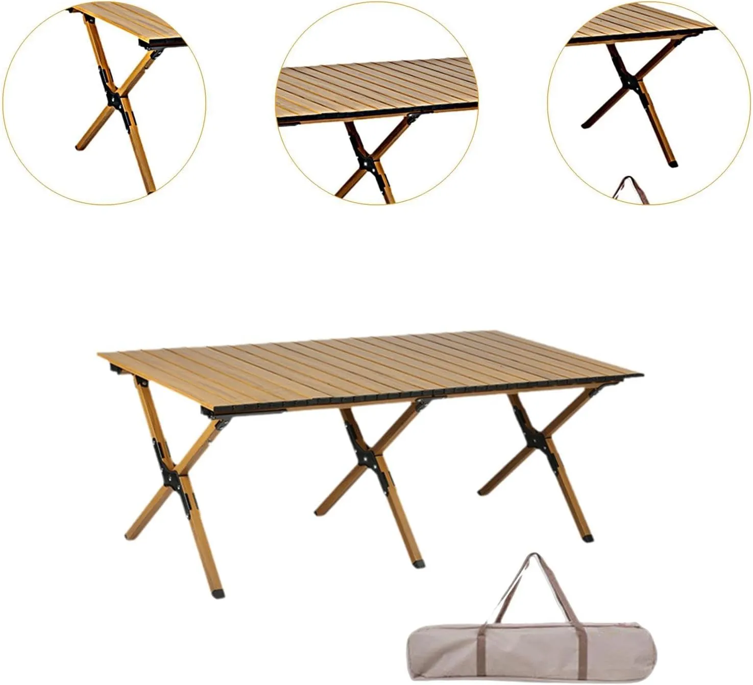 Camping Folding Table Foldable Picnic Table Furniture Compact Portable Outdoor Table for Picnic Balcony Beach Outdoor Kitchen, 116cm Double Layer, multi