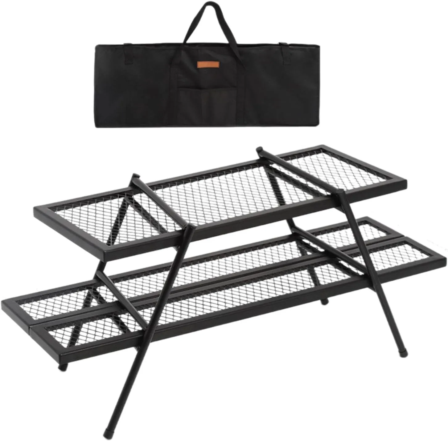 Camping Folding Table, Outdoor Table Outdoor Furniture Portable Folding Picnic Table Iron Mesh Table for Outside Beach BBQ RV