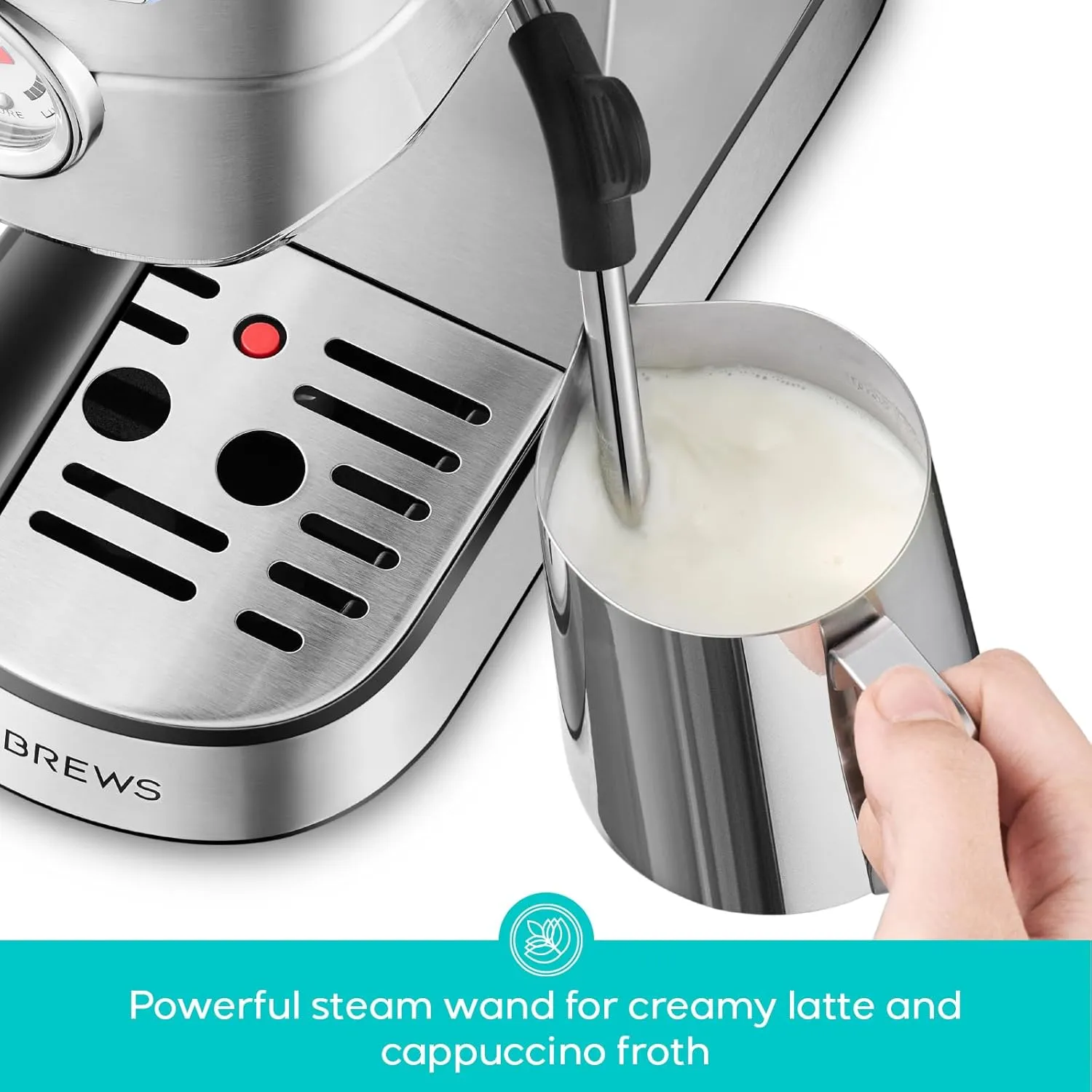 CASABREWS CM5418 Espresso Machine 20 Bar, Compact Espresso Maker with Steam Milk Frother, Stainless Steel Coffee Machine with 34oz Removable Water Tank for Cappuccino, Latte, Silver