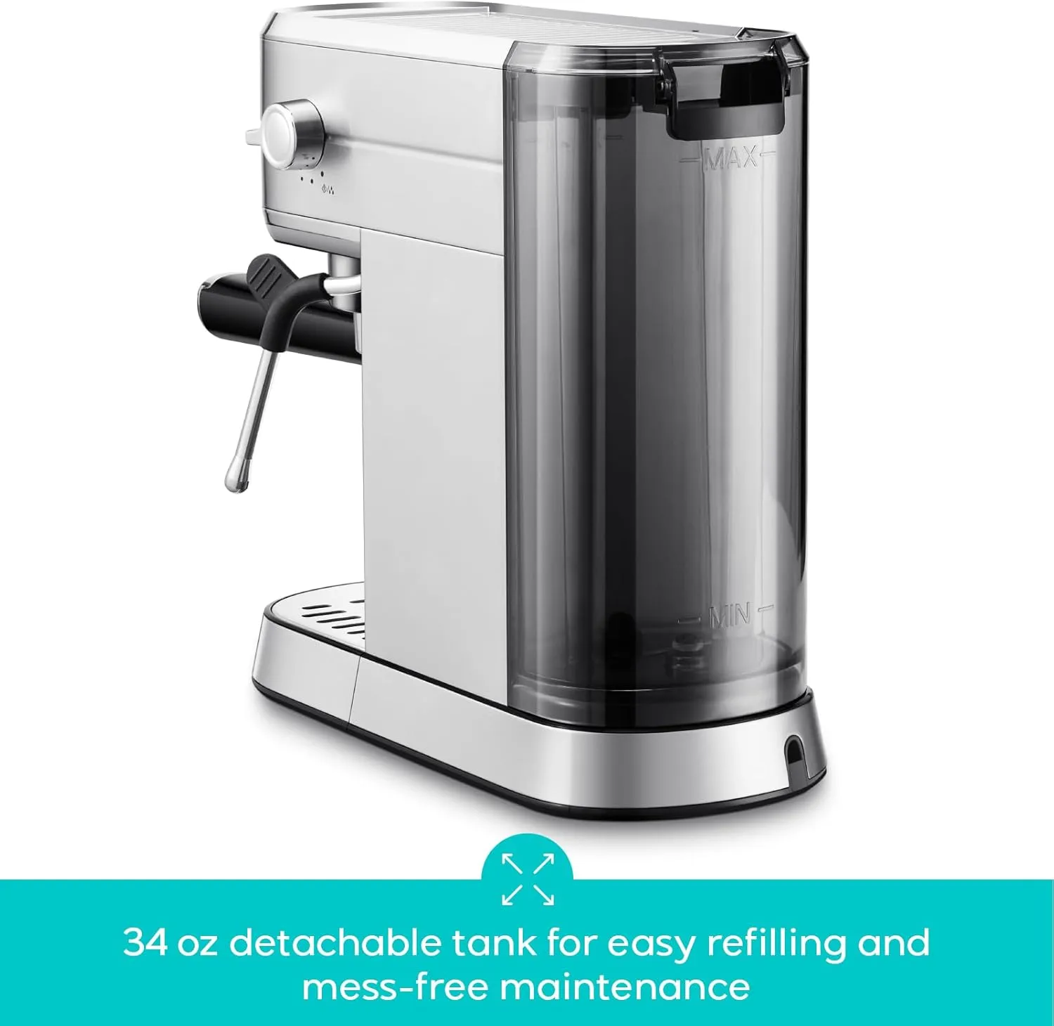 CASABREWS CM5418 Espresso Machine 20 Bar, Compact Espresso Maker with Steam Milk Frother, Stainless Steel Coffee Machine with 34oz Removable Water Tank for Cappuccino, Latte, Silver