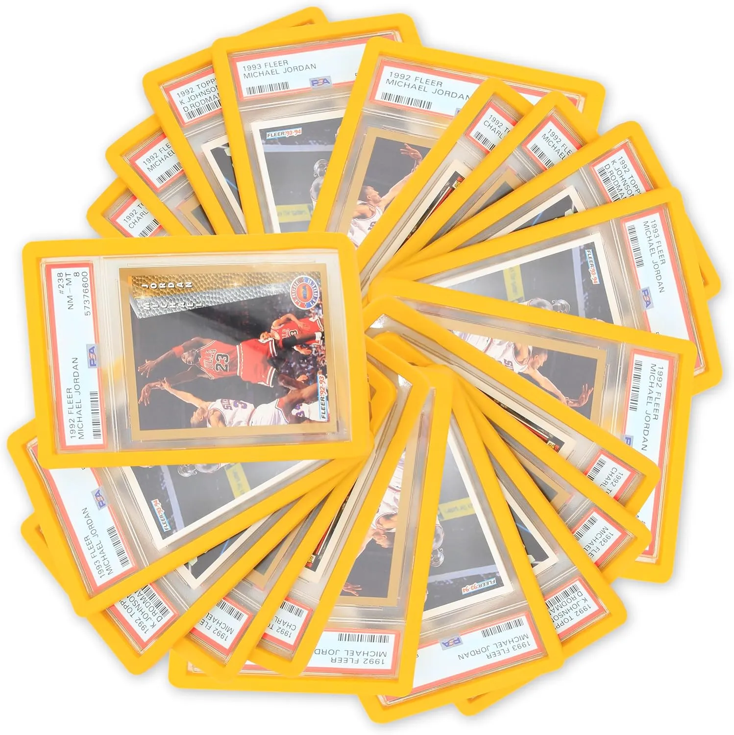 CASEMATIX 20 Pack Graded Card Bumper Guards Compatible with Standard PSA Slab Case, Includes 20 Yellow TPU Graded Card Storage Sleeve Protectors, Stackable Design Won't Fit Other Slab Card Brands