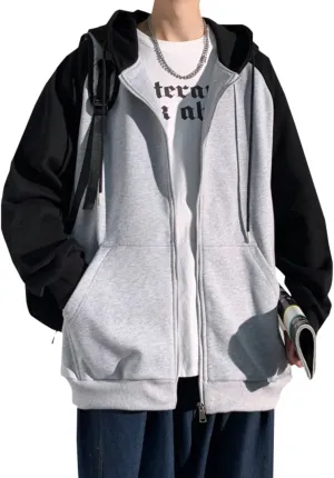 Casual Raglan Sleeve Y2k Aesthetic Zip Up Hoodie Korean Fashion Oversized Vintage Hooded Sweatshirts Fairy Grunge Clothes