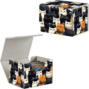 Cats Card Deck Box Organizer, 100  Sleeved Cards Deck Case For Trading Cards, Leather Magnetic Closure Commander Deck Box Holds Magnetic Card Storage Box Fits for MTG TCG CCG