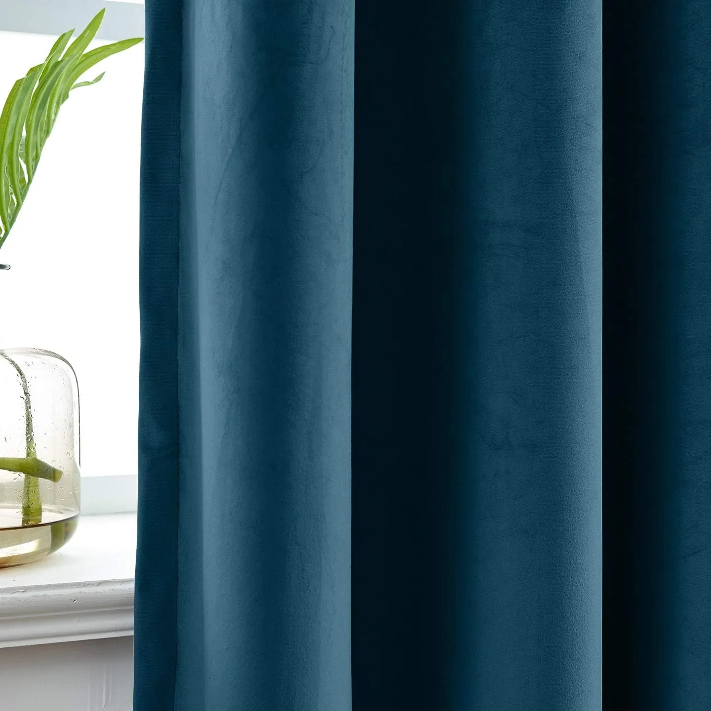 ChadMade Tape Pleat Velvet Curtain Panels with Lining Blackout Drapery for Traverse Rod and Track, 50" Wx63 L, Midnight Blue (1 Panel), Leon Collection
