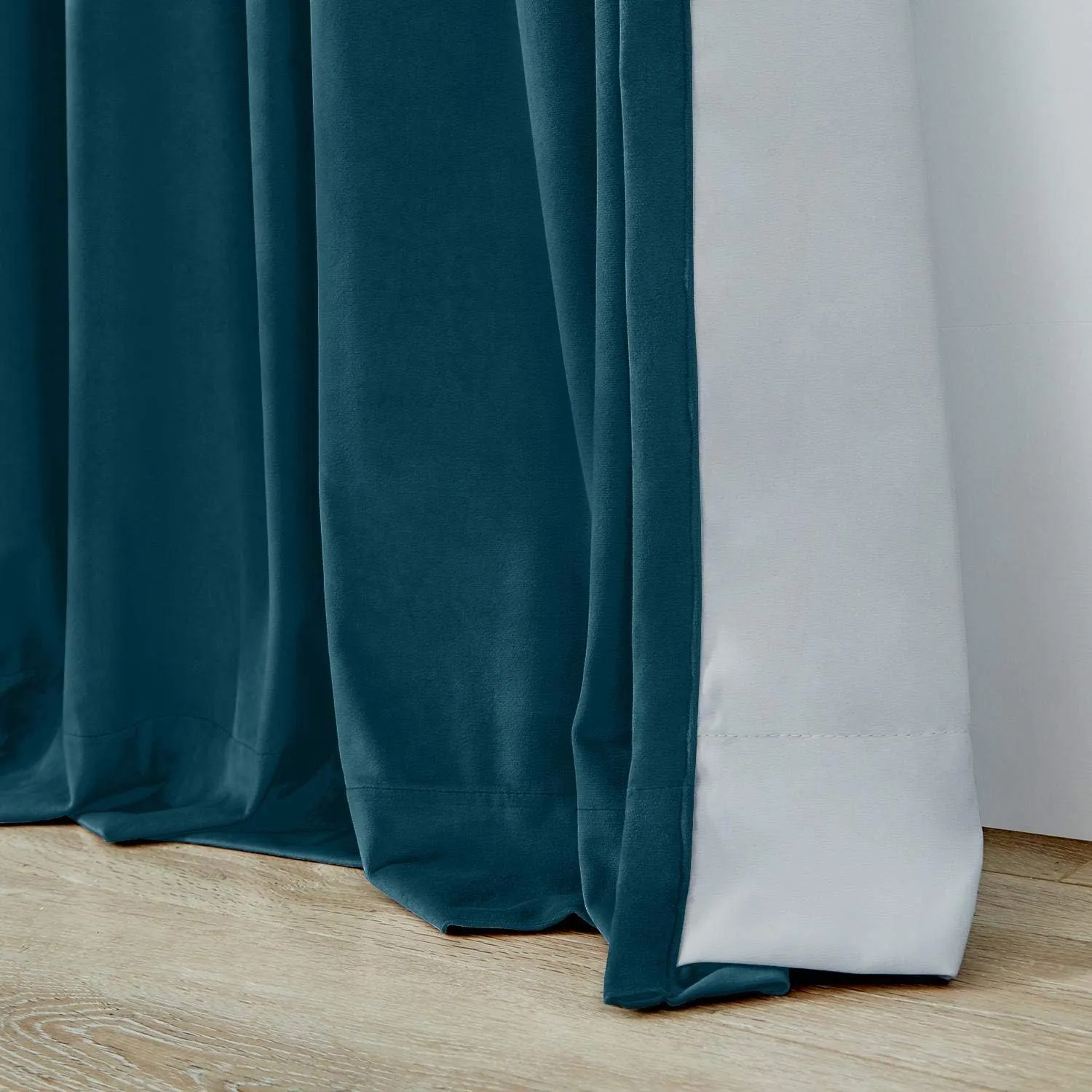 ChadMade Tape Pleat Velvet Curtain Panels with Lining Blackout Drapery for Traverse Rod and Track, 50" Wx63 L, Midnight Blue (1 Panel), Leon Collection