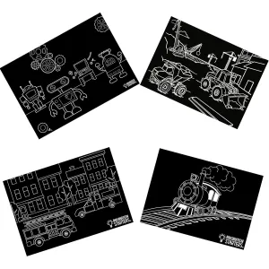 Chalkboard Color Placemats Set of 4 Action Structures Robot Fire Engine Train