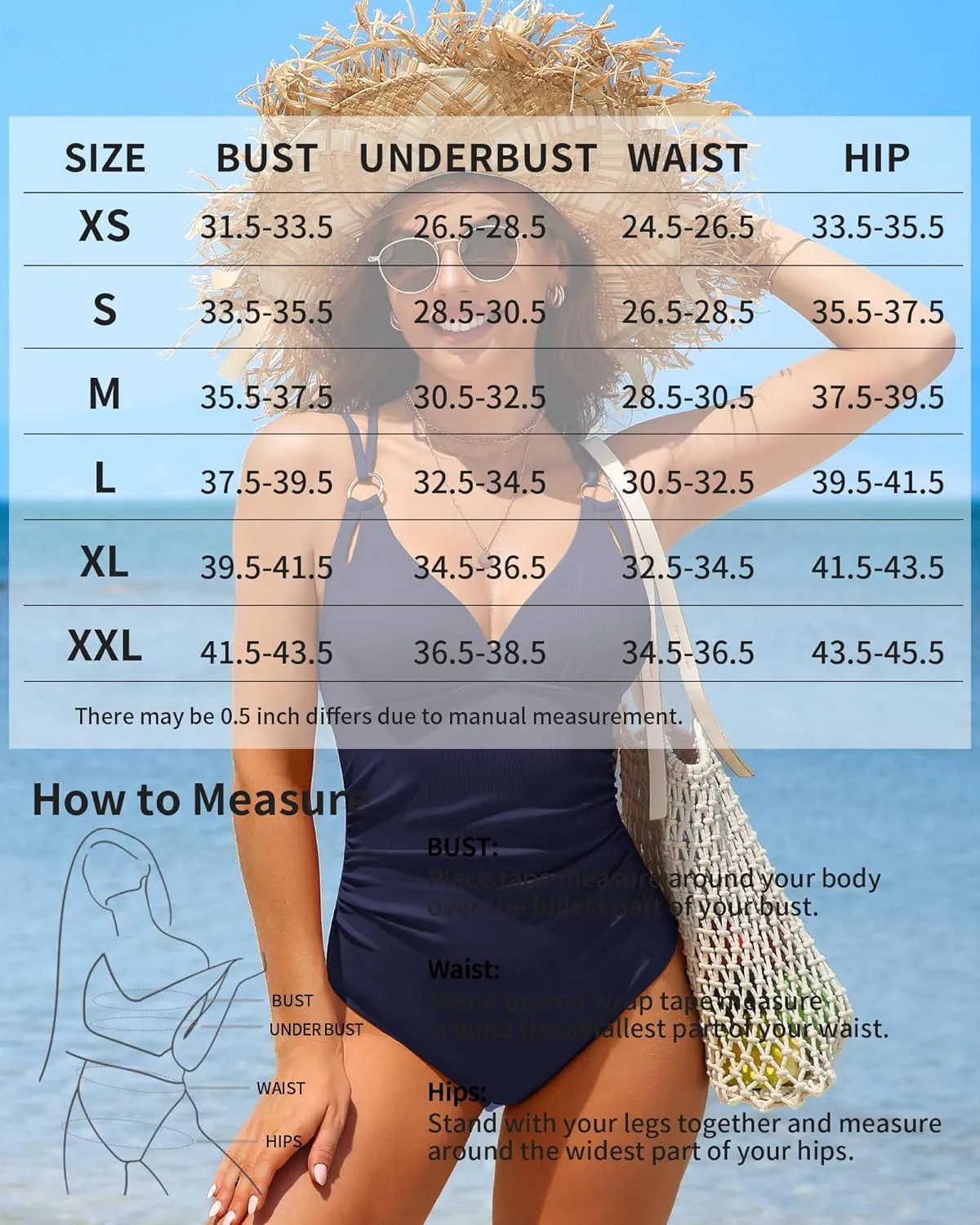 Charmo Tummy Control One Piece Swimsuits for Women Ribbed Ruched Bathing Suit V Neck Strappy Monokini