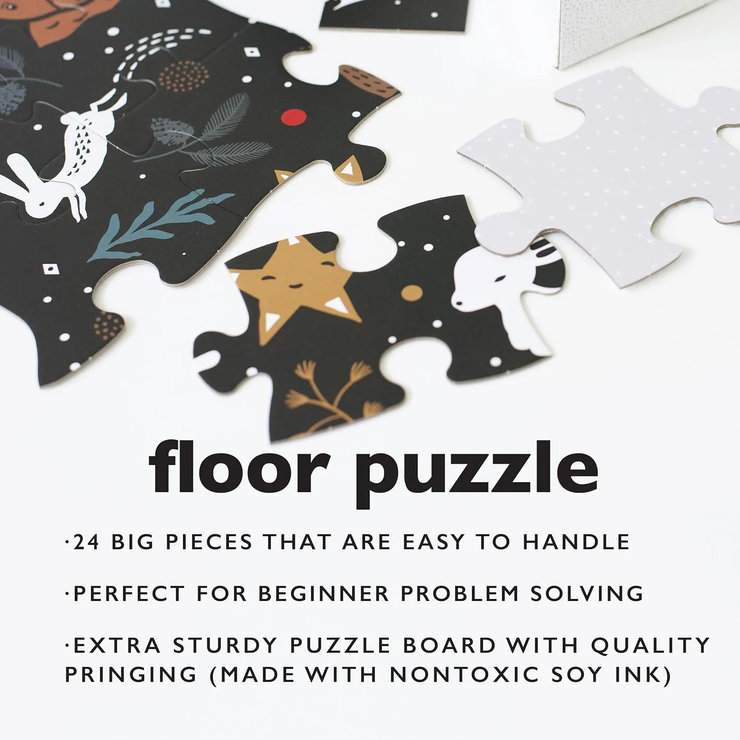 Christmas Tree Floor Puzzle, 24 Large Pieces, Winter Holiday Animals, Traditional Decoration, Learning Activities Toy, Brain Games, Train Motor Skills, Puzzles for Preschool, Toddler, Children, Kids