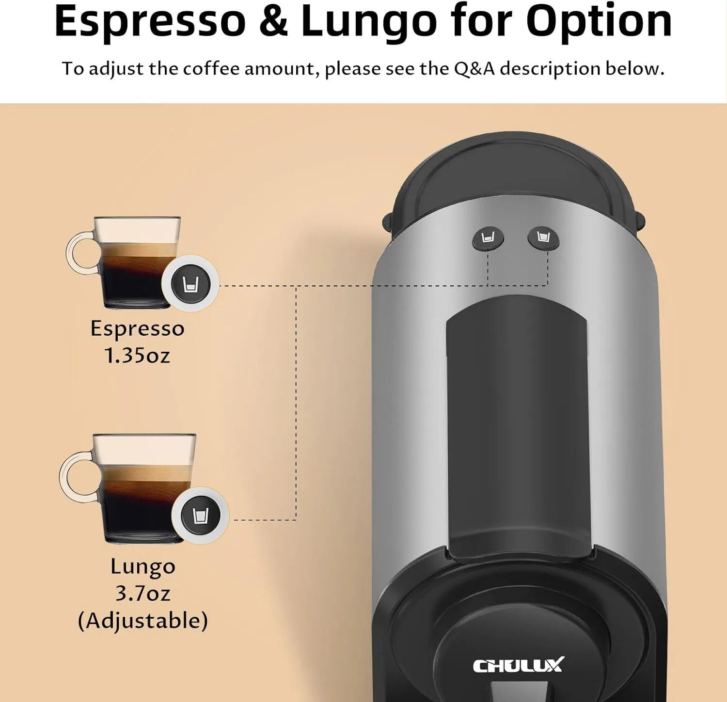 CHULUX Bafè-Pro Espresso Machine, Mini Espresso Machine for Nespresso Original Capsules, Single Serve Coffee Machine for Home Espresso & Lungo Maker, Italian ODE 20 Bar Pump, Metallic Gray