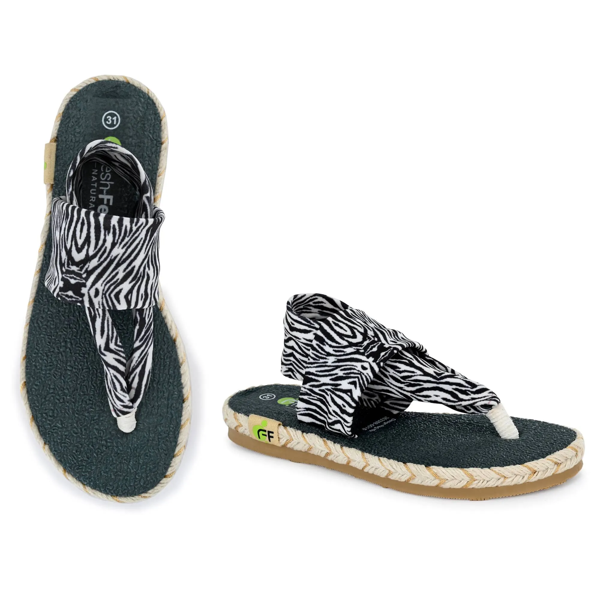 Cinderella Zebra Print Yoga Mat Sandals For Kids