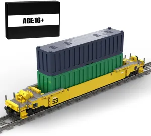 City Freight Train Set Stackable Container Trucks Building Set, Carriage with Container MOC Collectible Train Display Set - 2163 Pieces, 49.3 x 7.2 x 6.2cm, 96ZE296476GC914FO5T78J
