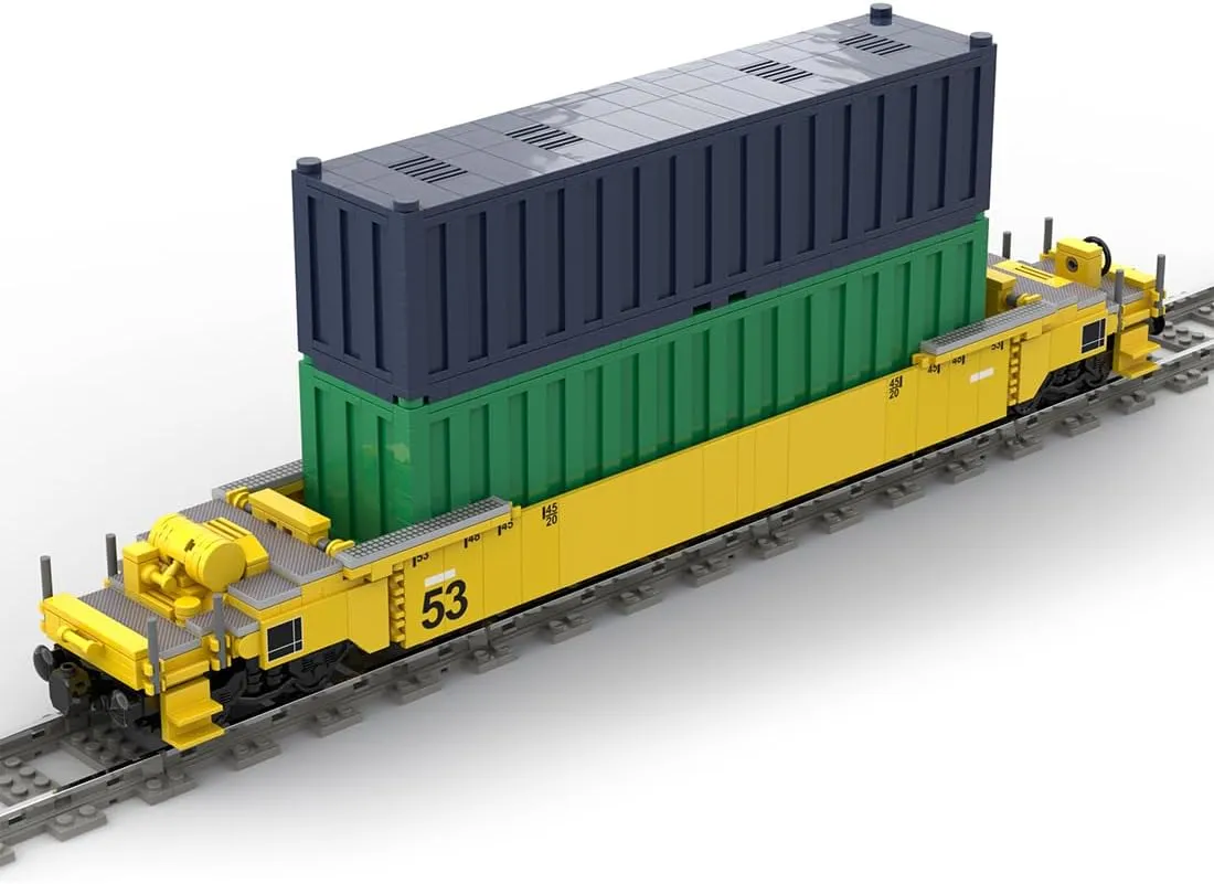 City Freight Train Set Stackable Container Trucks Building Set, Carriage with Container MOC Collectible Train Display Set - 2163 Pieces, 49.3 x 7.2 x 6.2cm, 96ZE296476GC914FO5T78J