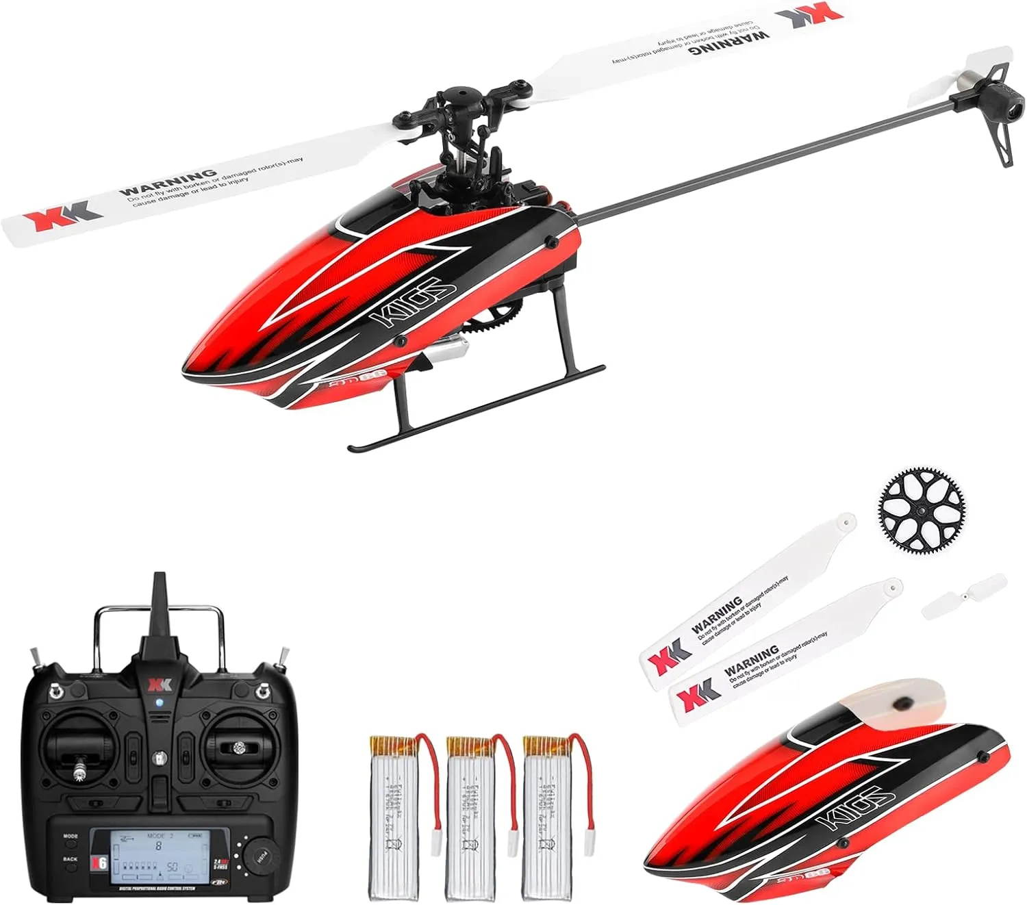 CKYSCHN Remote Control Helicopter, WLtoys K110S RC Helicopters with 3D/6G Mode Gyro for Adults, 6 Channel RC Aircraft with Brushless Motor, Mini Helicopter with 3 Batteries