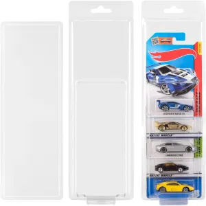 Clamshell Storage Case Compatible with Hot Wheels Long Card Mainline and Regular Matchbox Cars Blisters – 5-Slot Case for 1/64 Scale Hot Wheels Protector and diecast Cars (Pack of 6)