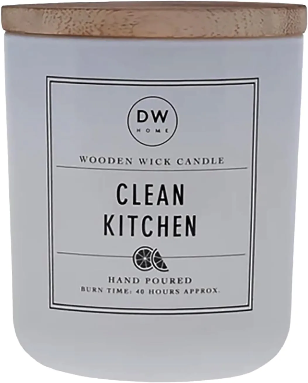 Clean Kitchen Candle by DW Home - Hand Poured Wooden Wick Scented Candle, Refreshing Lemon and Lime Fragrance, 40-Hour Burn Time, Eco-Friendly Design