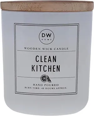 Clean Kitchen Candle by DW Home - Hand Poured Wooden Wick Scented Candle, Refreshing Lemon and Lime Fragrance, 40-Hour Burn Time, Eco-Friendly Design