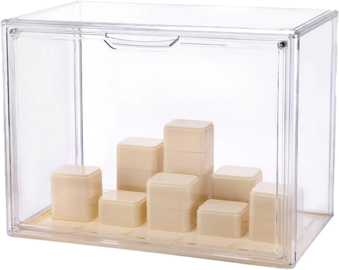 Clear Display Box Showing Cabinet Protection for Miniature Figurine Stackable Model Showcase Collectibles Display Box , L