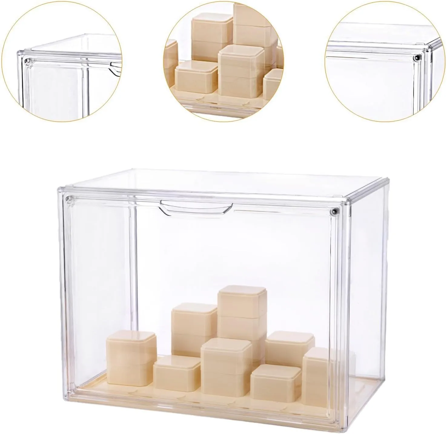 Clear Display Box Showing Cabinet Protection for Miniature Figurine Stackable Model Showcase Collectibles Display Box , L