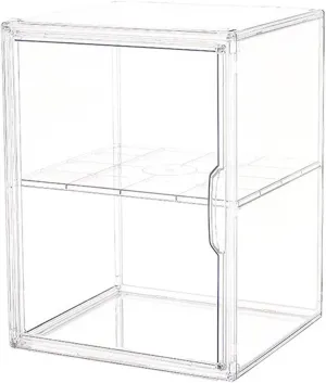Clear Display Case, Display Storage Box Countertop with Magnetic Door, Stackable Dustproof Protection PET Showcase for Action Figures, Toys, Collectibles, Home Storage(#5)