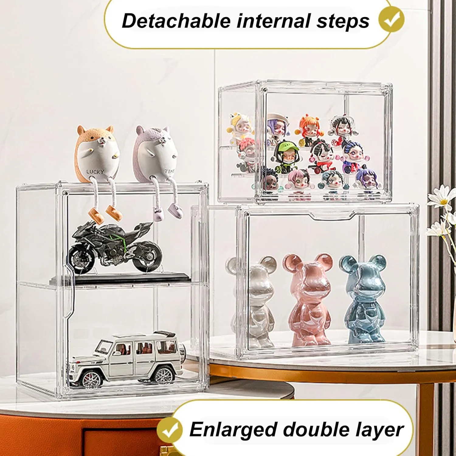Clear Display Case, Display Storage Box Countertop with Magnetic Door, Stackable Dustproof Protection PET Showcase for Action Figures, Toys, Collectibles, Home Storage(#5)